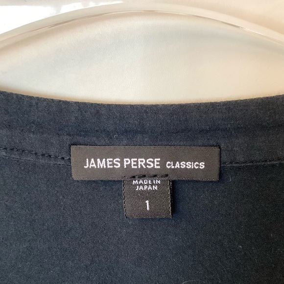James Perse Long Sleeve Cotton Split Neck Top - Navy - S - Picture 5 of 7